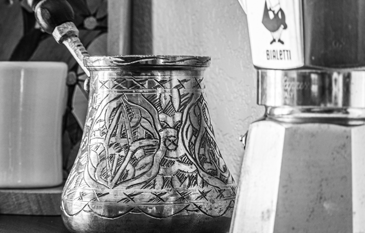 Close up of an Ibrik coffee brewer